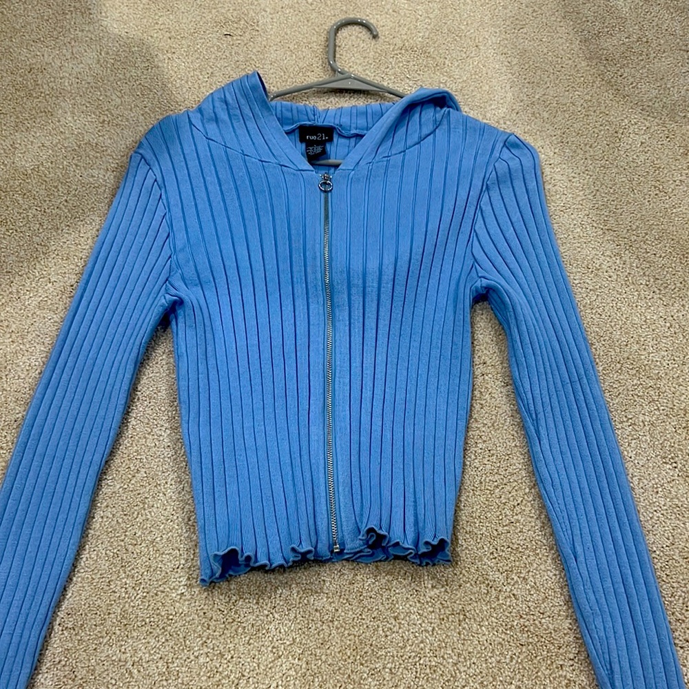 Blue Long Sleeve Zip Up Top - Rue21 Size- Large